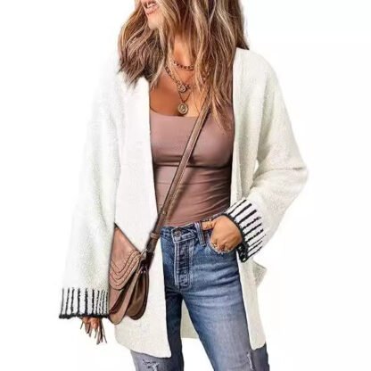 Long Sleeve Color Stitching Knitted Cardigan Pocket Women's Clothing - Image 10