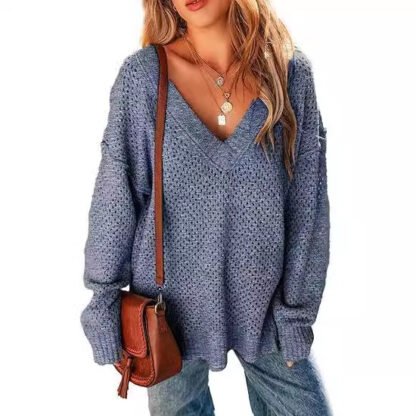 Women's V-neck Pullover Long-sleeved Street Top - Image 4