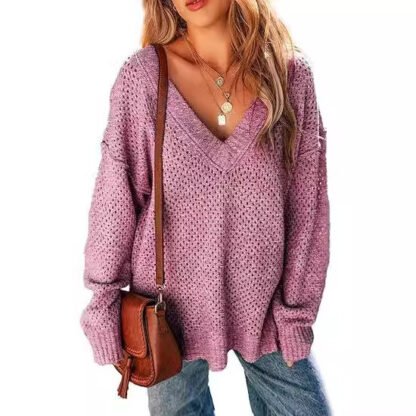 Women's V-neck Pullover Long-sleeved Street Top - Image 9