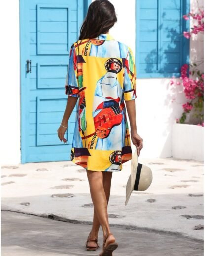 Printed Mid-length Top For Women Loose Casual Shirt - Image 6