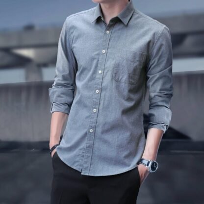 Men's Shirts Slim Fit Casual Long Sleeve Shirts Business Men - Image 4